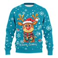 thumbnail image 5 of Christmas Sweatshirt for Men Women Long Sleeve Loose Casual Crewneck Ribbed Texture Snowflake and Reindeer Print Pullover, 5 of 6