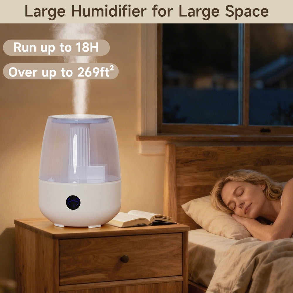 Humidifiers for Bedroom Large Room Home, 6.8L Cool Mist Top Fill Essential Oil Diffuser for Baby & Plants&Pet, Large capacity With remote control