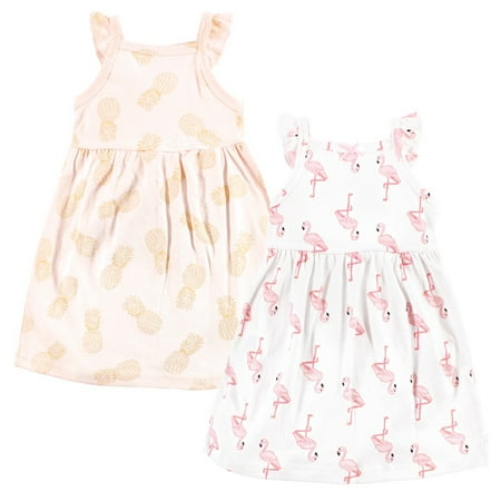 

Hudson Baby Infant and Toddler Girl Cotton Dresses Flamingo Pineapple 3-6 Months
