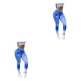 thumbnail image 2 of Qarigey Leggings deportivos Pantalones de yoga Traje de gimnasio Gran resistencia Jogging Ropa Entrenamiento Cintura Legging Verano Elasticidad Azul L 2Conjunto, 2 of 6