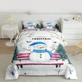 thumbnail image 2 of Manfei Kawaii Blue Snowman Queen Comforter Set for Kids, Rustic Xmas Tree Bedding Sets, Merry Christmas Reversible Bedding Comforter Set, Lightweight Room Decor, 3-Piece, 2 of 8