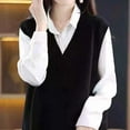 thumbnail image 4 of YueHuiYing Women Sweater Vest Oversized V Neck Sleeveless Knit Pullover Ribbed with Comfy Pockets, 4 of 6