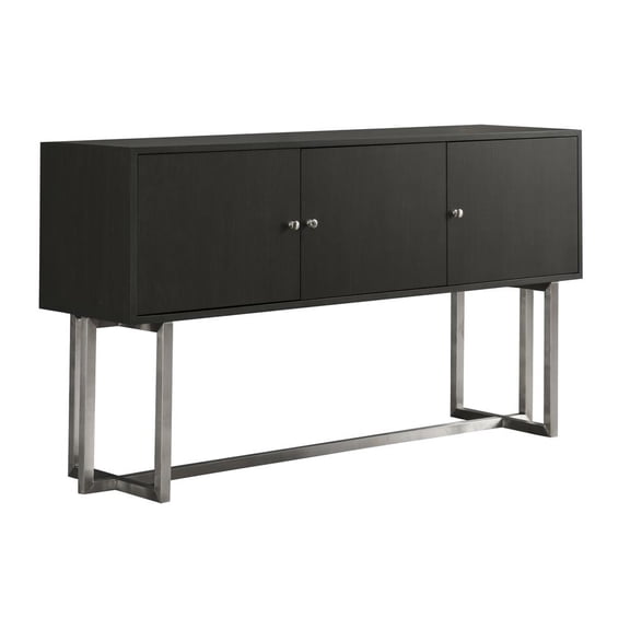 Armen Living Prague Modern Stainless Steel Storage Console Table in Gray