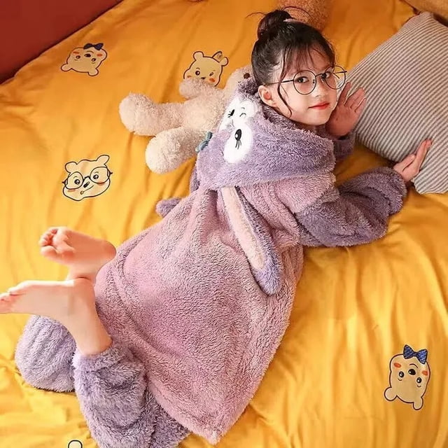 Pijama de Anime Sanrio Kuromi Cinnamoroll para niños, pantalones de manga larga engrosados, terciopelo Coral, dibujos animados, ropa de dormir para niños y niñas, Otoño e Invierno