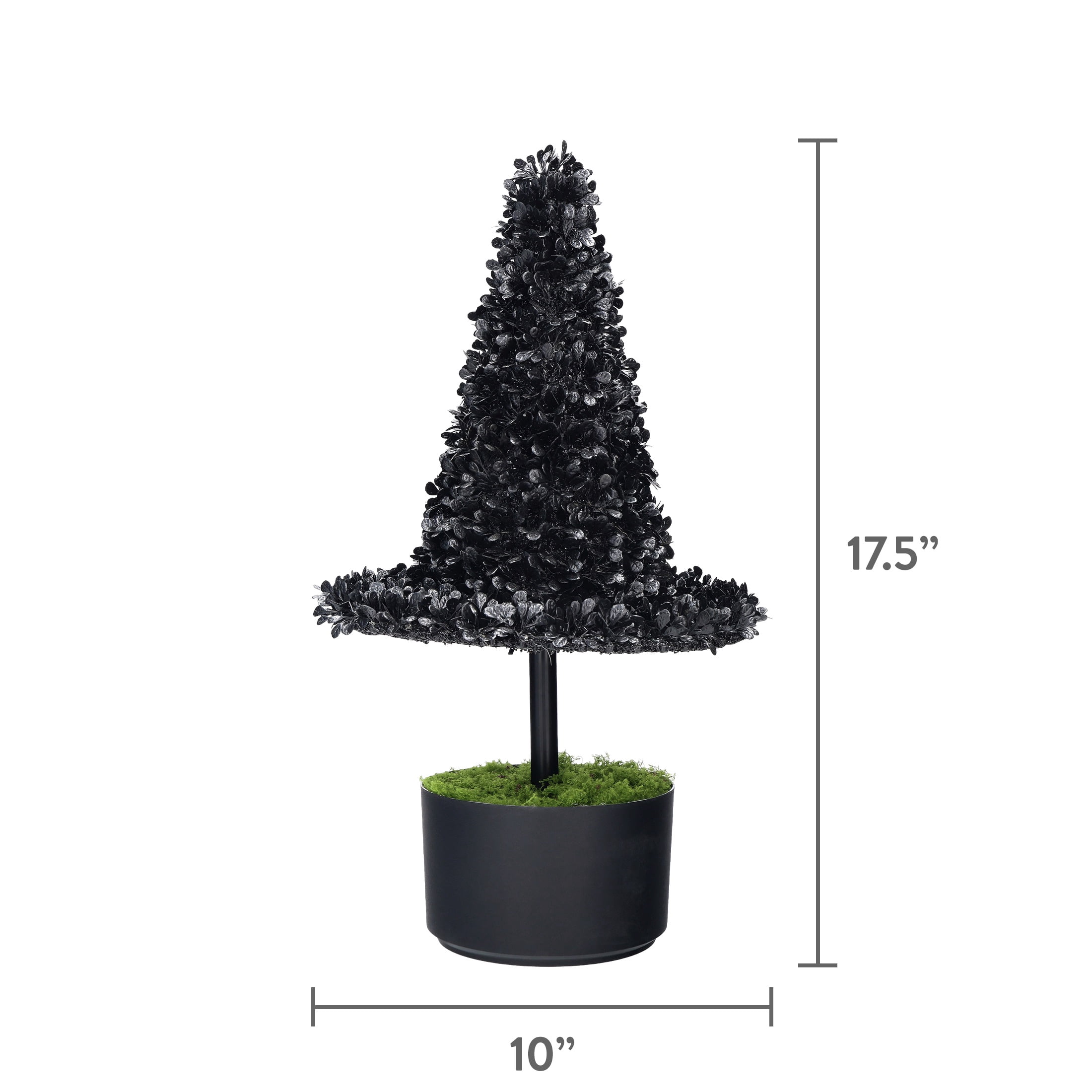 Witch Hat Topiary Decoration, Black, 17.6", Halloween by Way To Celebrate