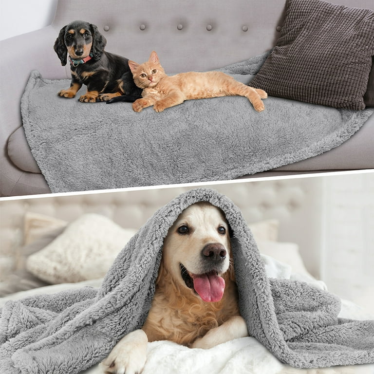 PetAmi Fluffy Waterproof Dog Blanket For Small Medium Dogs Soft Warm Pet Sherpa Throw Pee Proof Couch Cover Reversible Cat Puppy Bed Blanket Sofa