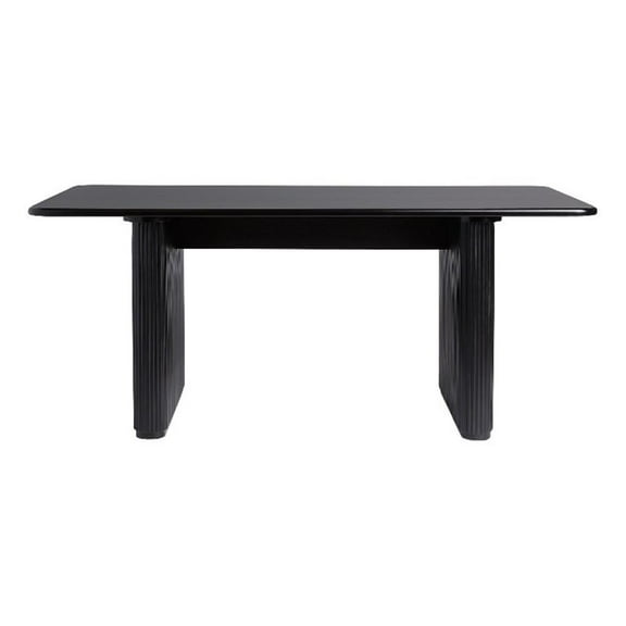 Pemberly Row Vertical Reeded Wood Plinth-Base Dining Table - 68 Inch - Black
