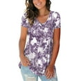thumbnail image 2 of Birdeem Womens Fashion Plus Size Gradient Color V-Neck Short Sleeve T-Shirt Tops Blouse, 2 of 7