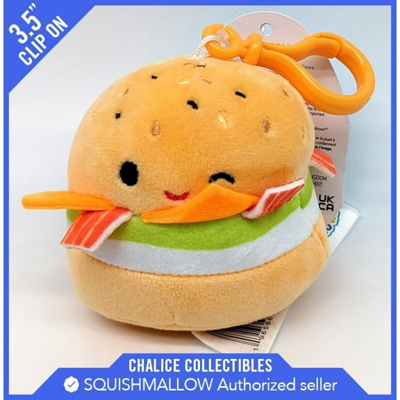 Squishmallow Kellytoy Plush Sp Food Geronimo as Bagle Clip On Keychain 3.5"