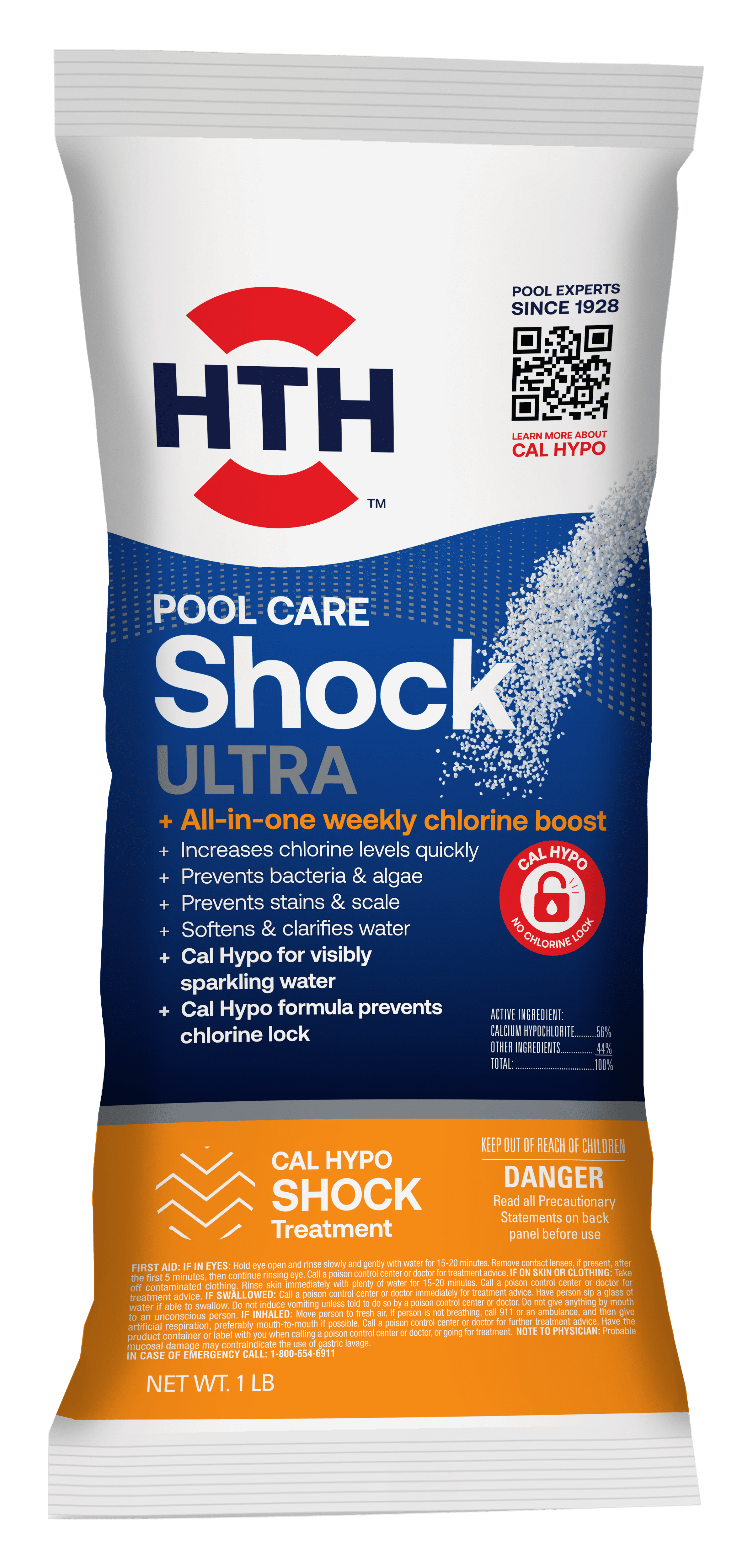 HTH Pool Care Shock Ultra for Swimming Pools Pool Chemicals 1lb 