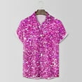 thumbnail image 4 of Hpapadks Men Shirt Carnival Sequin Digital 3D Print Short Sleeve Lapel Button Down Loose Tops Mens Dress Shirt Pink XXXL, 4 of 5