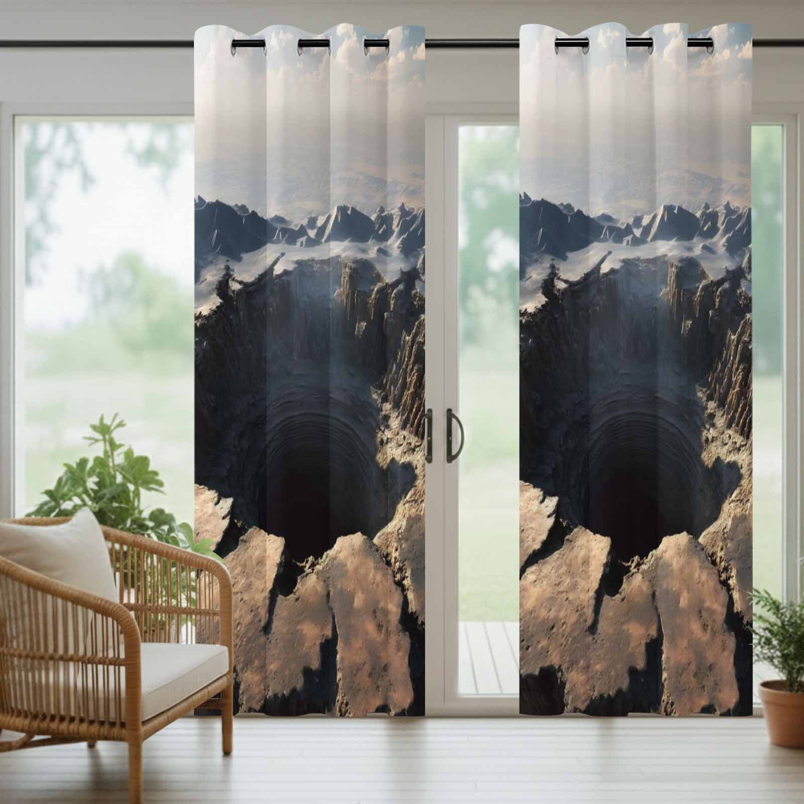 Abyss Crater Outdoor Curtains for Patio, Ground Fissure Earth Brown Crevice Texture Sunshade Privacy Drapes Grommet Waterproof Outside Curtains for Porch/Cabana/Balcony 54"x 108", 1 Panel