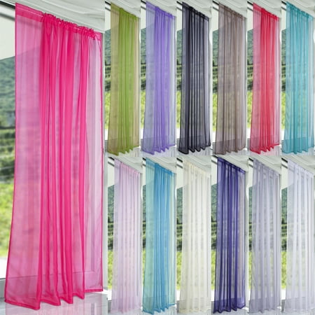 Sheer Curtain Panels, Voile Curtains Scarf Draperies Window Treatment for Living Room/Patio/Villa/Parlor/Sliding (Best Window Coverings For Sliding Doors)