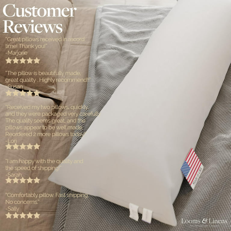 Looms & Linens Full Body Pillow for Adults Elderly and Pregnant Woman Down  Alternative Plush Filling - Long Pillow Posture and Spine Support for Rem  Sleep Pillow Medium 20 x 54 inch