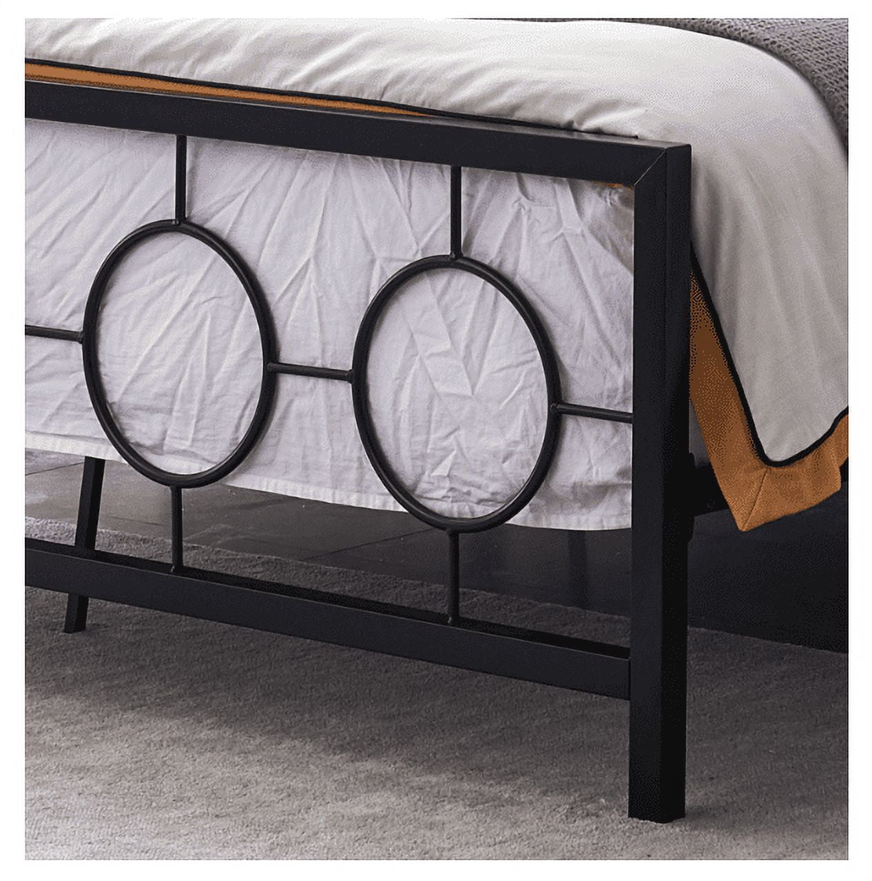 Noble House Ewelina Modern King-Size Iron Geometric Low-Profile Bed Frame, Flat Black