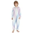thumbnail image 2 of Soft Big Kids Onesie Pajamas Cozy Loose-Fit Jumpsuits for kids with Pockets for Christmas Lounge & Play Pastel Pink and Blue Plaid, 2 of 7