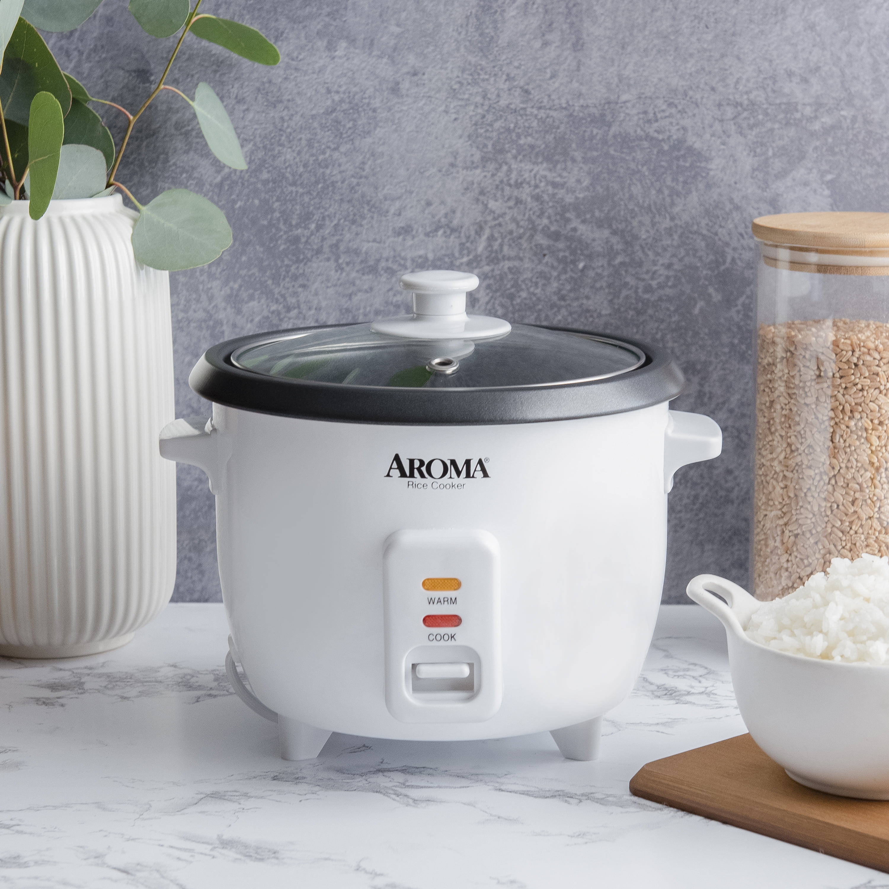 AROMA Pot-Style 6-Cup White Rice Cooker ARC-743-1NG - The Home Depot