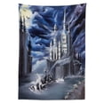 thumbnail image 3 of Ambesonne Fantasy Tablecloth Rectangular Table Cover, Island Castle Full Moon, 52"x70", Dark Blue Grey White, 3 of 4
