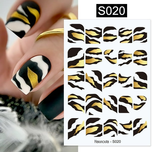 Calcomanías De Uñas 3D Flores Simples Diseño De Estampado De Leopardo