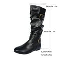 thumbnail image 7 of Rokment Womens Winter Fall Slouch Wide Mid Calf Boots Fashion Buckles Leather Low Heel Side Zipper Dress Tall Boots, 7 of 7