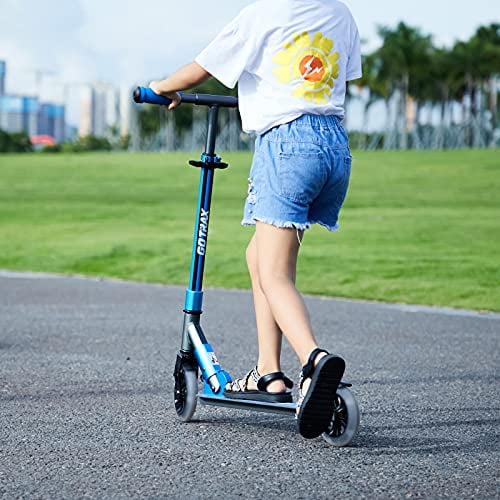 Aluminum Alloy Frame and Max Load 176lbs GOTRAX KX6 Foldable Kick Scooter Suitable for 4-10 Years Old 6 inch Big PU Flash Wheels 3 Adjustable Heights,Smoth ABEC-7 Wheel Bearing 