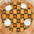 thumbnail image 2 of Halloween Dinner Party Tablecloth - Elastic Waterproof Fitted Cover with Vintage Spooky Art,52 inch Round Elastic Tablecloth, 2 of 7