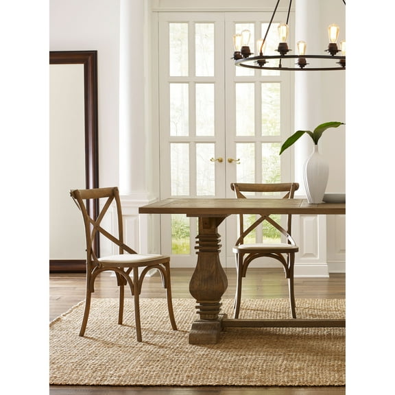 Finch Elmhurst Solid Wood Cross Back Dining Chair in Cream (Set of 2)