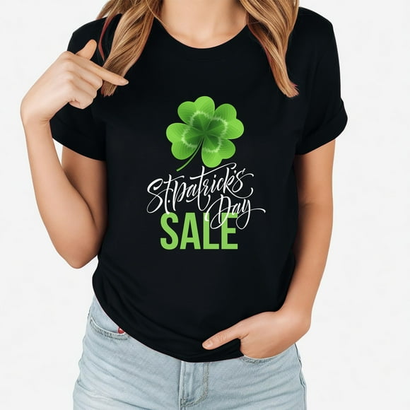 St. Patricks Day Shirts for Women Ladies Saint Patrick's Day Printed T-shirt With Round Neck And Short Sleeved Top Saint Patricks Day Shirt