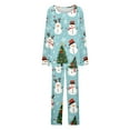 thumbnail image 6 of Tnhcen Women's Soft Holiday Christmas Snowman Print Two Piece Pajamas V-Neck Long Sleeve Pants Festive Lounge Wear Comfy Home Clothes Nightwear S-3XL, 6 of 6