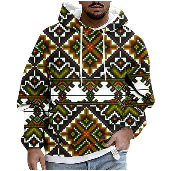 WXLWZYWL Mens Crewneck Sweatshirts Style 3D Digital Printing Pullover Sweater with Hooded Lightweight Hoodies