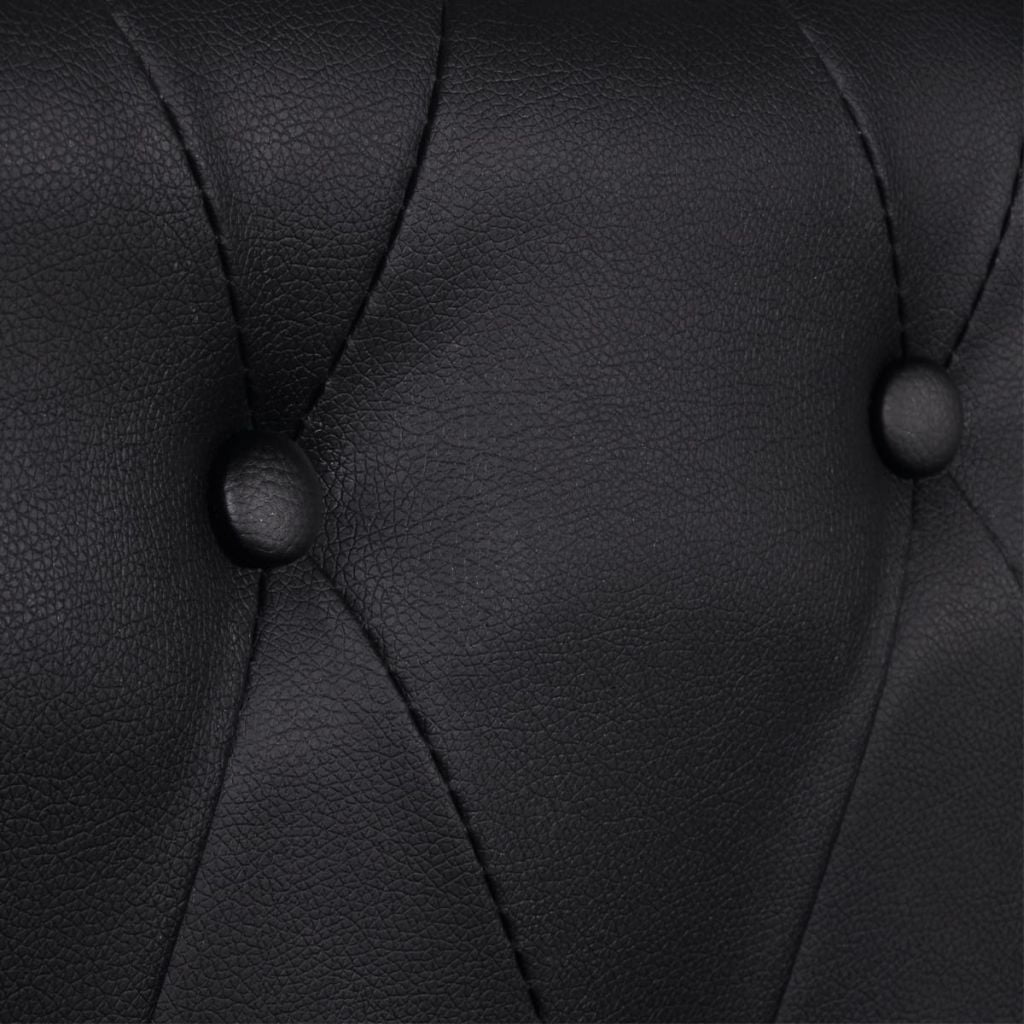 Kepooman Modern Artificial Leather Upholstered 3 Seater Sofa for Living Room, Black Kepooman Modern Artificial Leather Upholstered 3 Seater Sofa for Living Room, Black