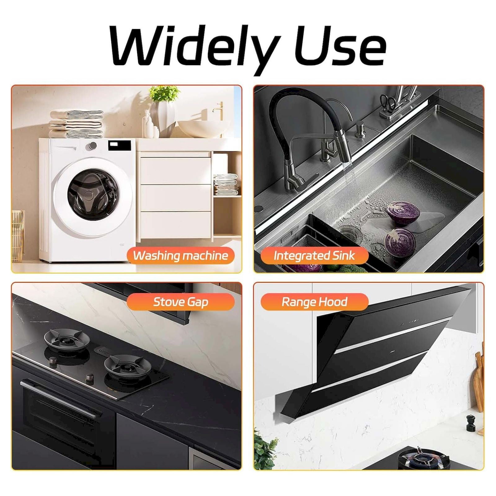 ZMKIAG Stainless Steel Stove Counter Gap Cover (2 Pack), Stove Guard, Stove Gap Filler for Kitchen, Range Trim Kit, Easy Clean With Heat Resistant, Adjustable Length 13.8” to 27.6”