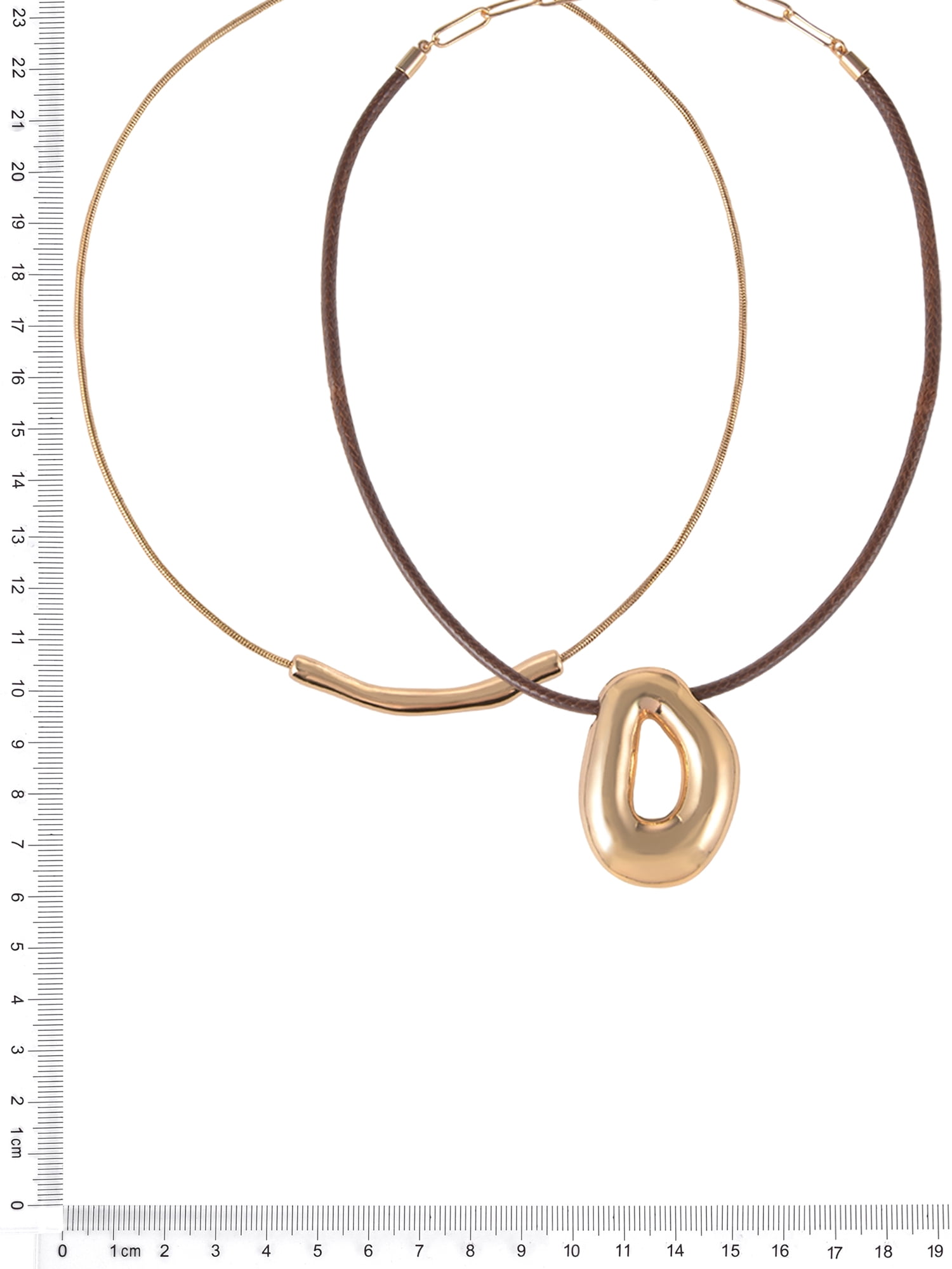 Time and Tru Goldtone 2 Row Thick Snake Chain and Cord with Oval Pendant Necklace