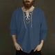 thumbnail image 1 of Blusas y camisas de manga larga con cuello en V para hombre, blusas casuales de moda con cordón y cuello en V de manga larga, blusas para hombre, 1 of 5