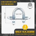 thumbnail image 2 of shiyou-M6x16x36mm U Bolts Round Kit - 4Set - Carbon Steel U-Bolt Kit with Nuts, Washers, Frame Plate - Good for DN10 Pipe, Trailer, Automotive, Leaf Spring Fastener, 2 of 4