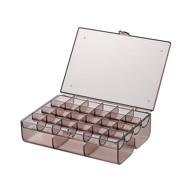 Caja de Almacenamiento de Joyería Multifuncional, Grande, 30 Compartimentos de Rejilla, Soporte de Exhibición Transparente de Doble Capa, Organizador, Marrón Fernando Organizador de joyas