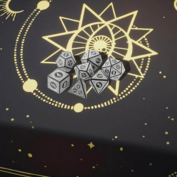 7 Pcs dés en Acrylique Antique Polyédrique Métal en Vrac dnd RPG Jouets de Jeu de Rôle Blanc