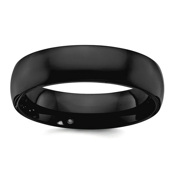 Black Zirconium Polished 6mm Band Size 7 Ring for Women and Men