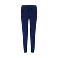 thumbnail image 4 of Aofany Women's Workout Pants Fashion Casual Solid Color Elastic High Waist Trousers Lacing Up Long Straight Pants Blue M, 4 of 6