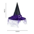 thumbnail image 3 of Xfvqtps Halloween Witch Hat Mesh Buckle Decor Halloween Spire Hats for Party Accessory Purple, 3 of 7