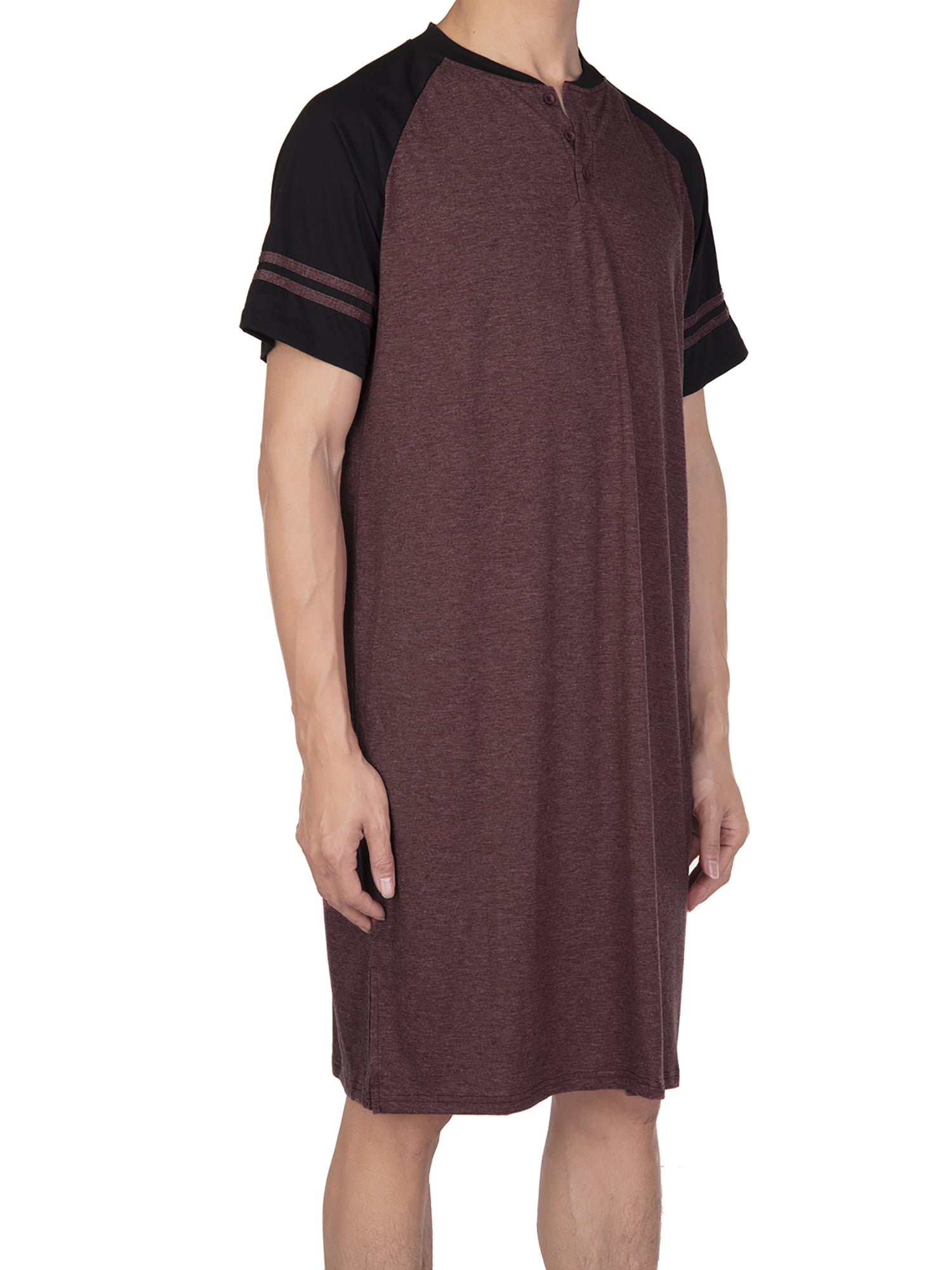 SHCKE Men's Nightwear Cotton Nightshirts Big and Tall Pajamas Comfy