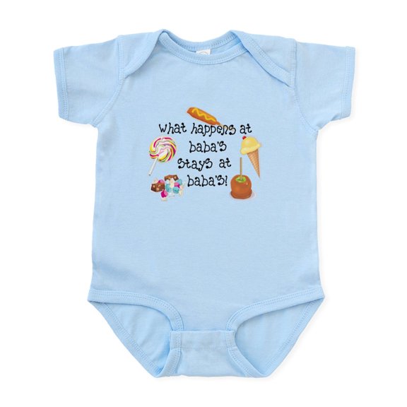CafePress - What Happens At Baba's... Funny Infant Bodysuit - Baby Light Bodysuit, Size Newborn - 24 Months
