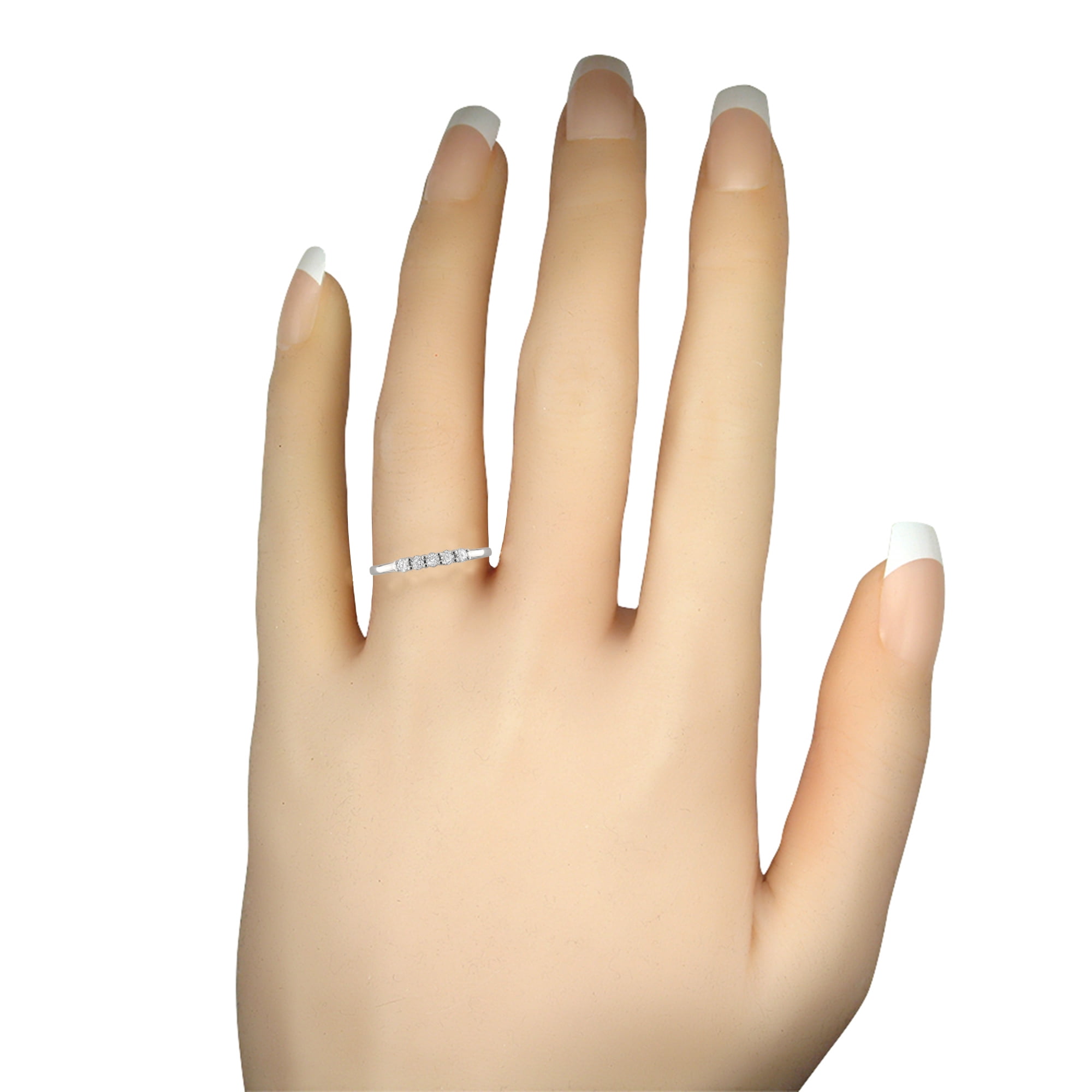 1/4 Carat T.W. Round Diam. 18k White Gold 5 Stone Bridal Wedding Band