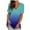 Blue, variant on MELDVDIB Women's Plus Size Tops Short Sleeve V-Neckline T-Shirt Printing Casual Gradient Loose Summer T Shirt for Girls Ladies Women