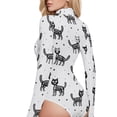 thumbnail image 4 of joogoo Cats Art Skulls Women's Mock Turtle Neck Long Sleeve Bodysuit M, 4 of 8