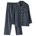 thumbnail image 4 of SROBPTY Mens Pajama Sets, Men's Casual Loose Plaid Printed Long Sleeve Collared Shirts and Long Pants Thin Pajama Sets Navy XXL, 4 of 4