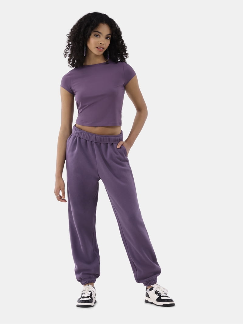 Pantalon Jogger Fille No Boundaries Rose Taille L (11/13) Polaire Stretch - Occasion TBE