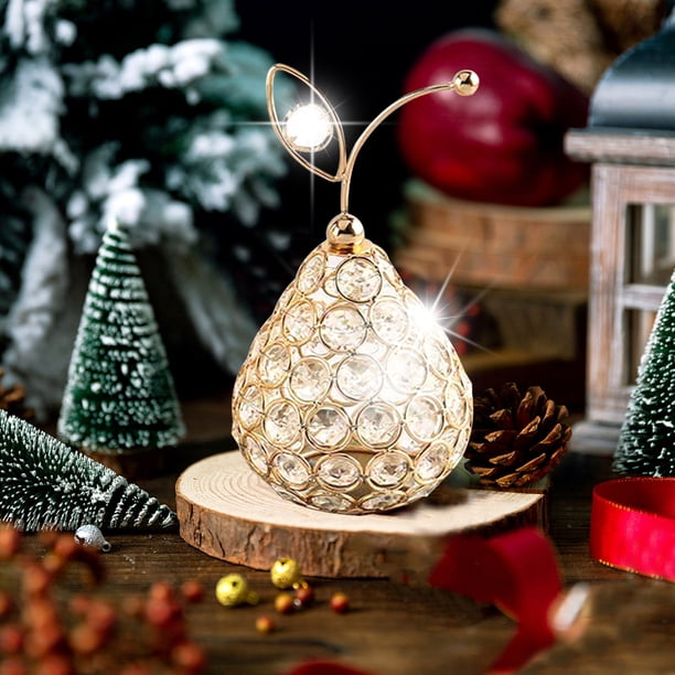Adornos navideños con cuentas de cristal brillantes, adorno decorativo de piña, figura de fruta artificial nórdica, estatua, decoración de mesa navideña para el hogar, boda, fiesta, festival, colgante