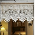thumbnail image 2 of YGUII Rustic Crochet Curtain Valance for Living Room Vintage Lace Curtains Kitchen Window Boho Tiers Cafe Rod Pocket, 2 of 6