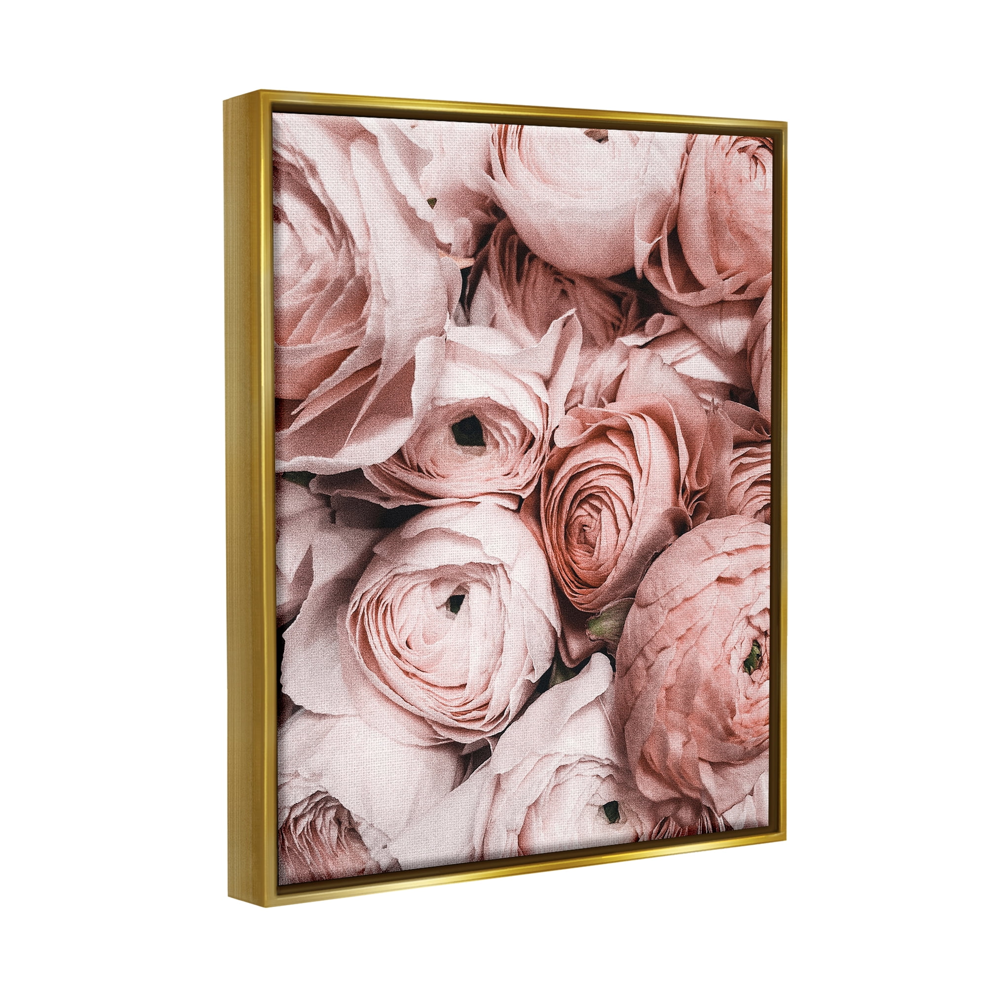 Stupell Industries Pink Muted Peonies Botanical & Floral Photography Gold Floater Framed Canvas Art Print Wall Art, 25 x 31